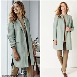 J.Jill Soft Wool Blend Layering Coatigan Minimalist Oversized Midi Coat(M)